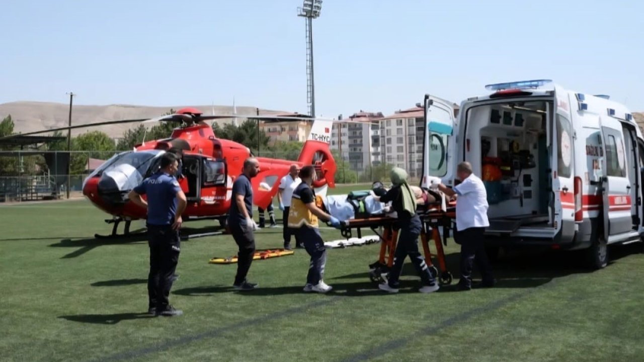 Traktörden düşen şahıs ambulans helikopterle hastaneye sevk edildi