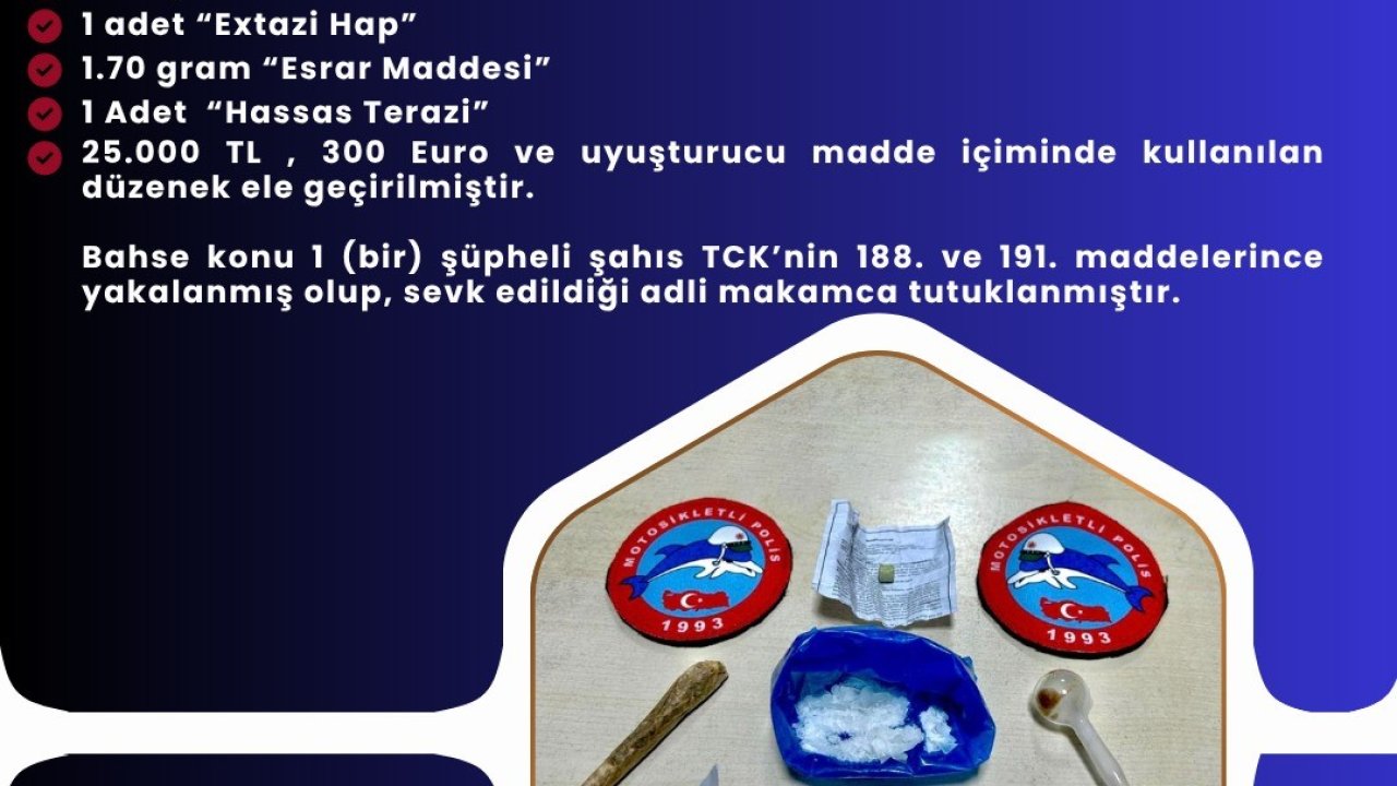 Bingöl’de uyuşturucu operasyonu: 1 şüpheli tutuklandı