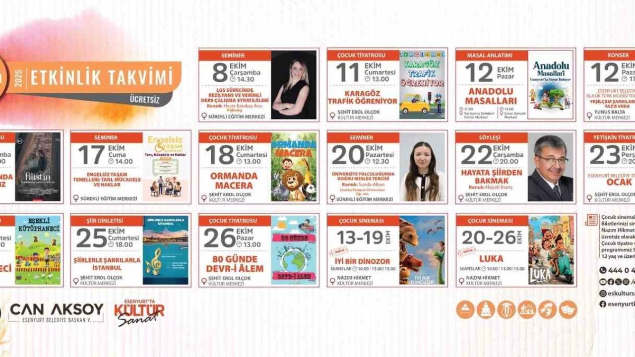 Esenyurt Belediyesi’nden ekim ayına özel dolu dolu kültür ve sanat takvimi