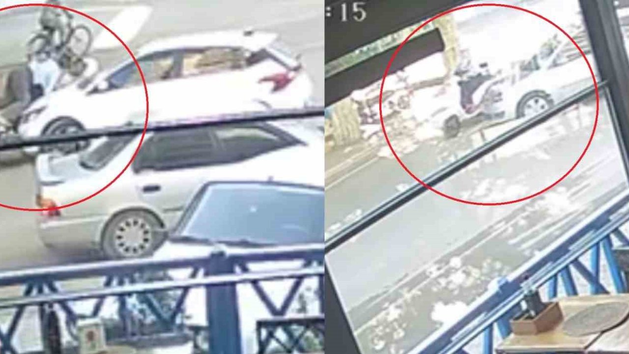 Kaza anları kamerada: Bir ay geçmeden ikinci defa aynı motosikletliye otomobil çarptı