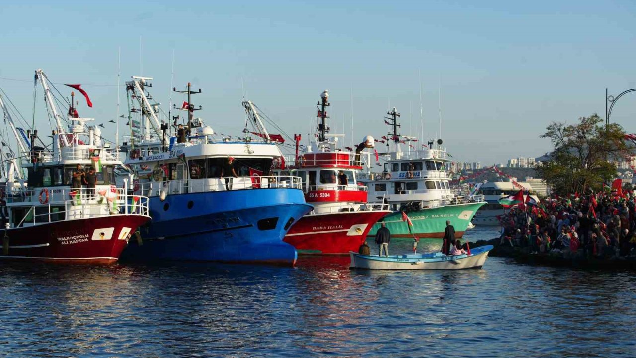 Samsun’dan Filistin’e destek: Tekne ve gemilerden kortej