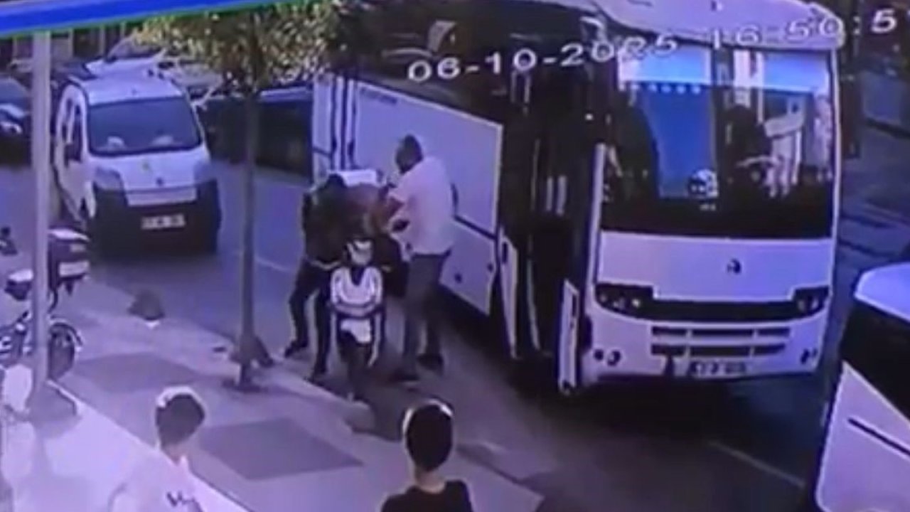 Trafik magandası kuryeye dehşeti yaşattı