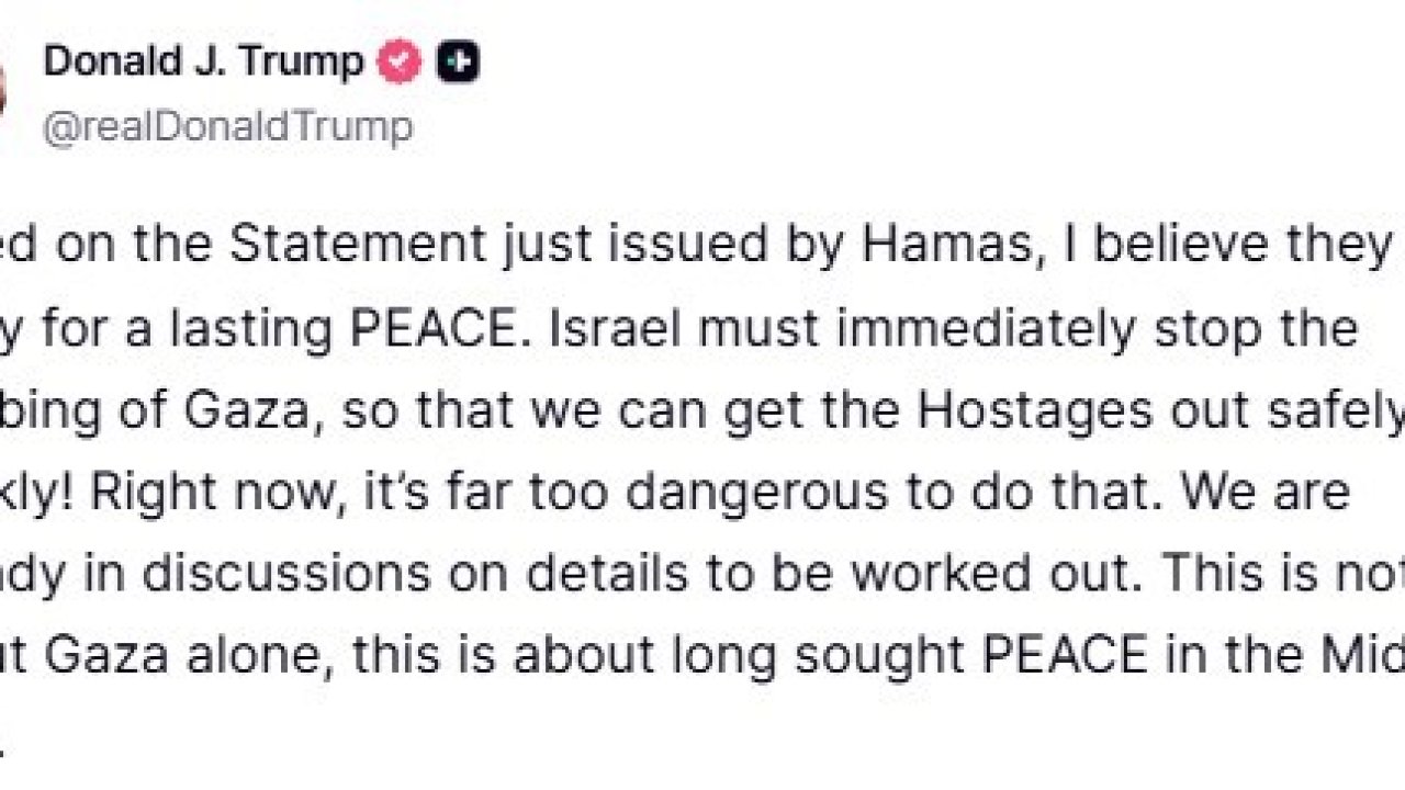 Trump, Hamas’ın ateşkes planını kısmen kabul etmesini değerlendirdi: "Açıklamalarına bakılırsa, kalıcı bir barışa hazır olduklarına inanıyorum"