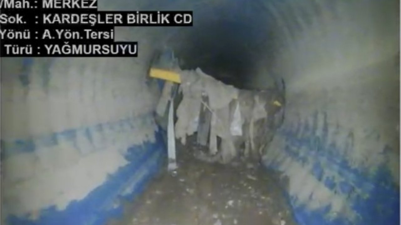 Yağmur suyu hattının içinden geçirilen doğalgaz hattı, robot kamera ile tespit edildi