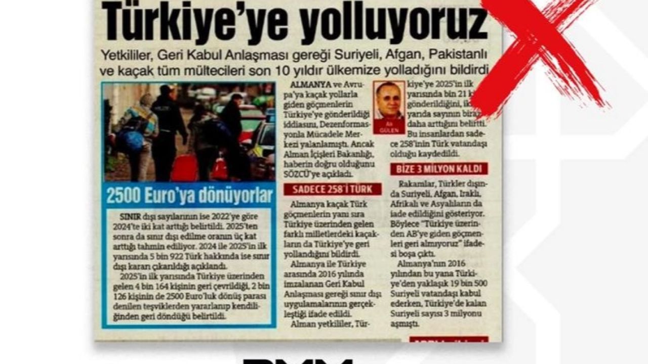 'Almanya Kaçak Göçmenleri Türkiye'ye gönderiyor' iddialarına DMM'den yalanlama