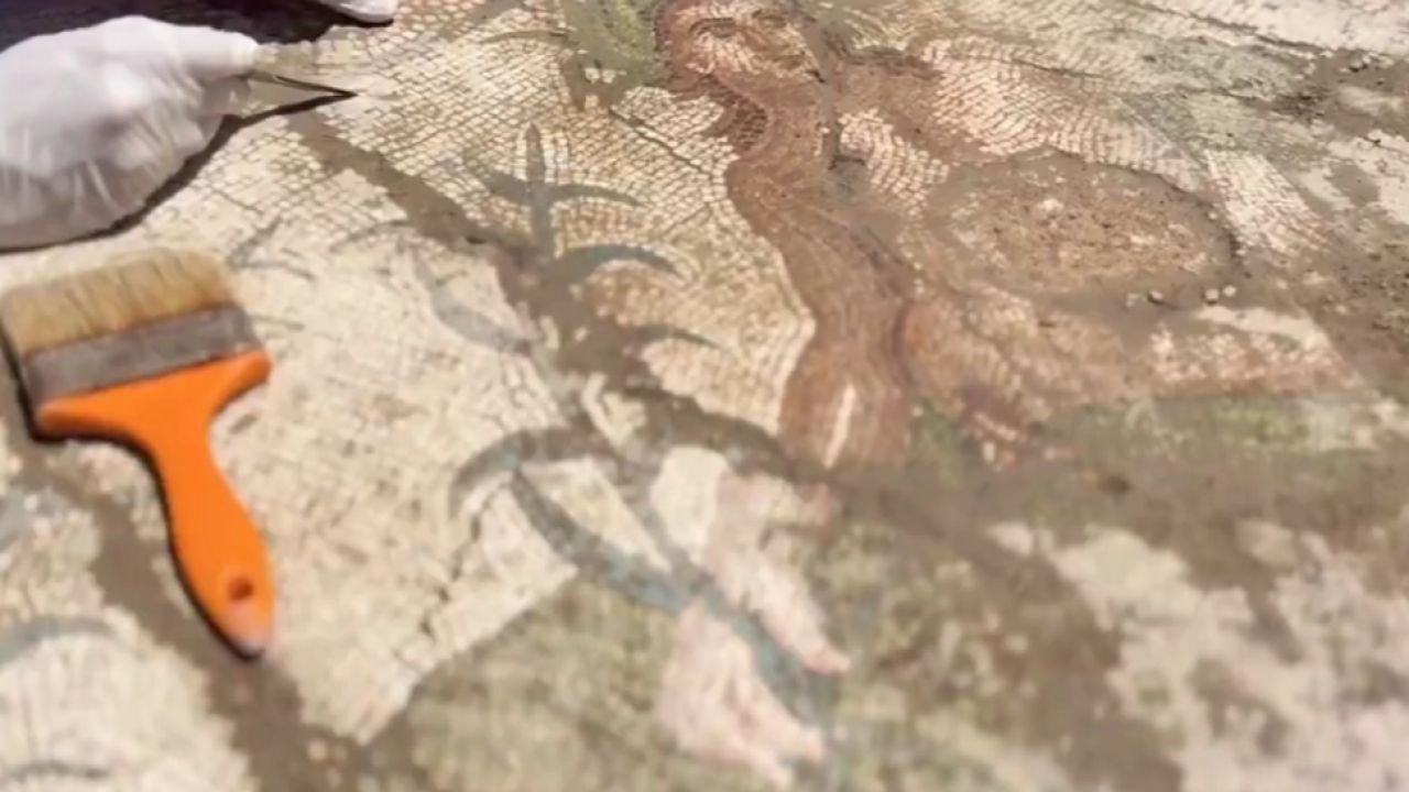 Aspendos’ta tarihi keşif... Eurymedon Nehri mozaiği gün yüzüne çıkarıldı
